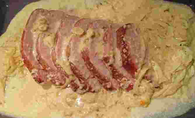 Titelbild für Honig-Senf Kassler auf Rahm-Zwiebeln