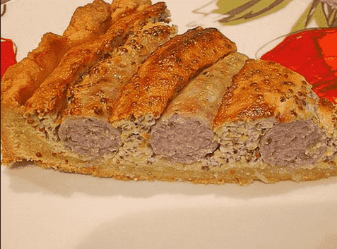 Titelbild für Bratwurst – Torte mit Senfkruste