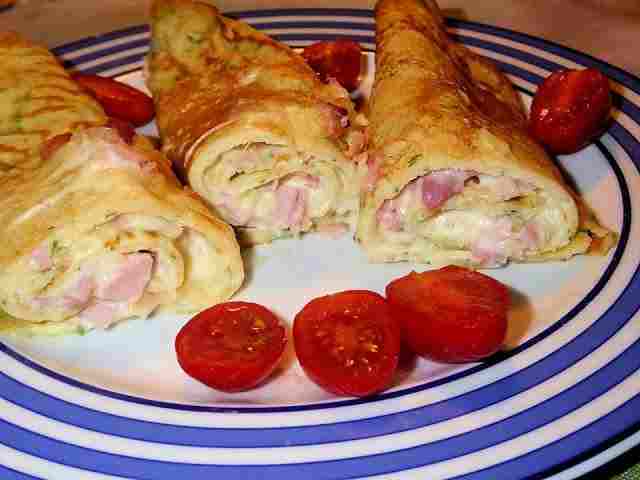 Titelbild für Pfannkuchen mit Schinken & Käse, schnell zubereitet