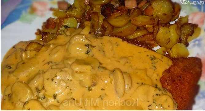 Titelbild für Bratkartoffeln mit Putenschnitzel in Champignonsoße