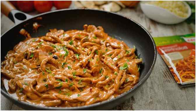 Titelbild für Schnitzelstreifen in Senfsahnesoße, schnelles Abendessen