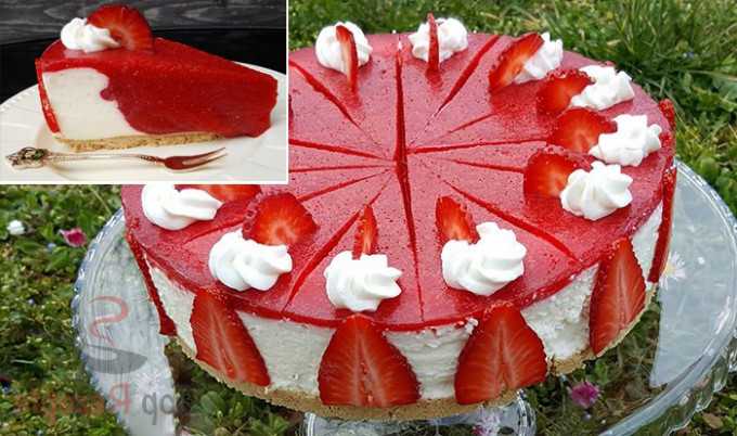 Titelbild für Erfrischende Erdbeertorte ohne Backen