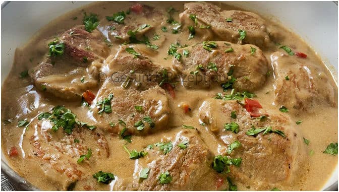 Titelbild für Schnitzelstreifen in Senfsahnesoße Die Zubereitung ist super simple