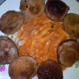 Titelbild für geschmackvoll – DDR Makkaroni mit Tomatensoße und Jägerschnitzel, einfach super lecker !