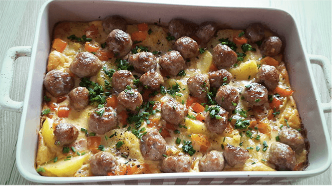 Titelbild für geschmackvoll – Kartoffel Bratwurst Auflauf