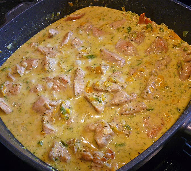 Titelbild für geschmackvoll – Geschnetzeltes mit Honig Senfsauce