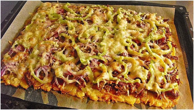 Titelbild für geschmackvoll – Kartoffelpizza mit Hackfleisch,ohne Hefeteig !