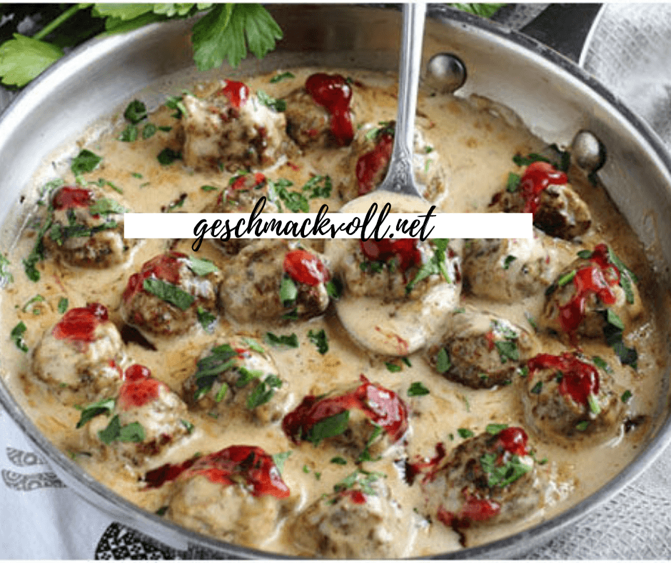 Titelbild für geschmackvoll – Hackbällchen in cremiger Champignon-Soße