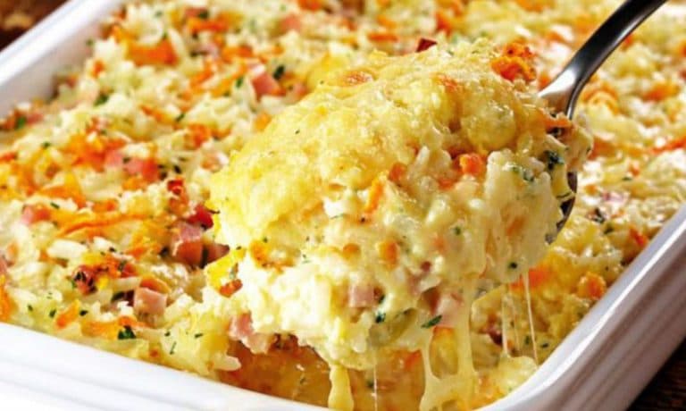 Titelbild für GEBACKENER REIS MIT SCHINKEN UND KÄSE