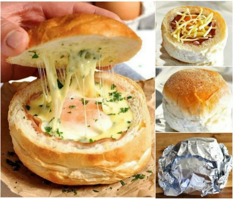 Titelbild für geschmackvoll – Ei-Schinken-Brötchen: Brötchen aufschneiden und aushöhlen, Schinken, Ei und Käse rein und ab in den Ofen!