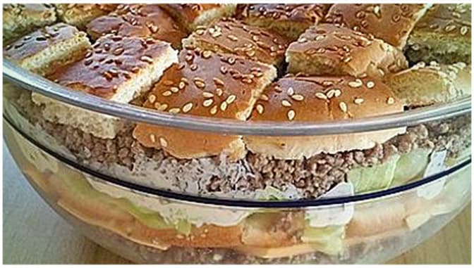 Titelbild für Big Mac als Schichtsalat – ein extrem leckerer Partysalat